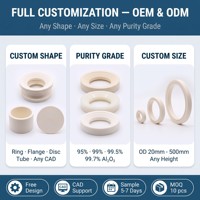 Bague de bride en céramique d'alumine Al2O3 à 99,7 % usinée avec précision par CNC, pièces structurelles en céramique isolante haute température