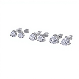 Boucles d'oreilles clous minimalistes en or massif 10K 14K 18K avec diamants de laboratoire taille poire et goutte d'eau, bijoux de mode - Product Image 2