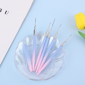 Pinceau à ongles pour photothérapie, manche métallique, brosse à lignes fines, virole sertie avec couvercle, pinceau à ongles en nylon pour la décoration florale - Product Image 4