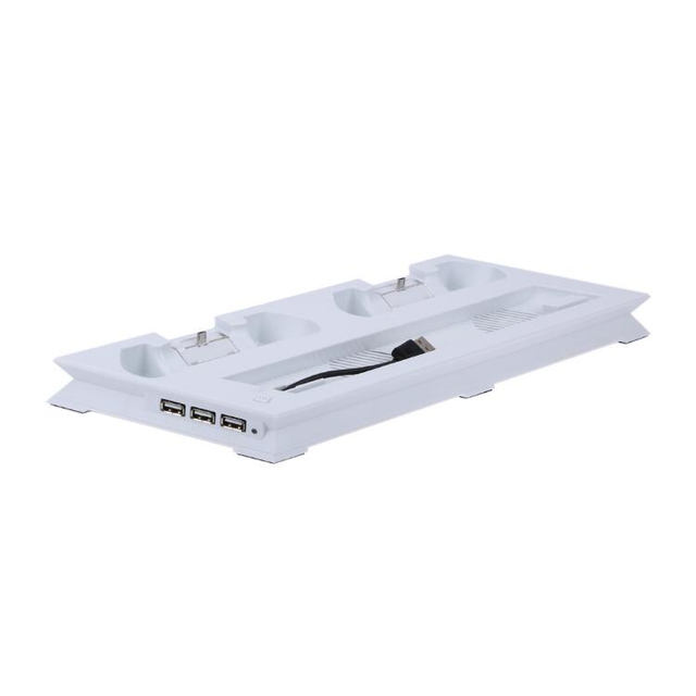 Charging Station Vertical Stand Cooling Fan+Dual USB Controller Charger for PS4 Slim Console Stand Charging Dock