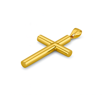 Colgante de Cruz Cristiana Hecho a Mano en Oro Amarillo de 14K, Delgado y Elegante para Uso Diario, Unisex, Sin Níquel, Joyería de Comunión, Colgantes Finos