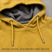 Sweat à capuche zippé RAMAX 400GSM jaune délavé, ourlet brut vieilli, coupe oversize, imprimé streetwear, pour homme, personnalisable OEM ODM, vente en gros