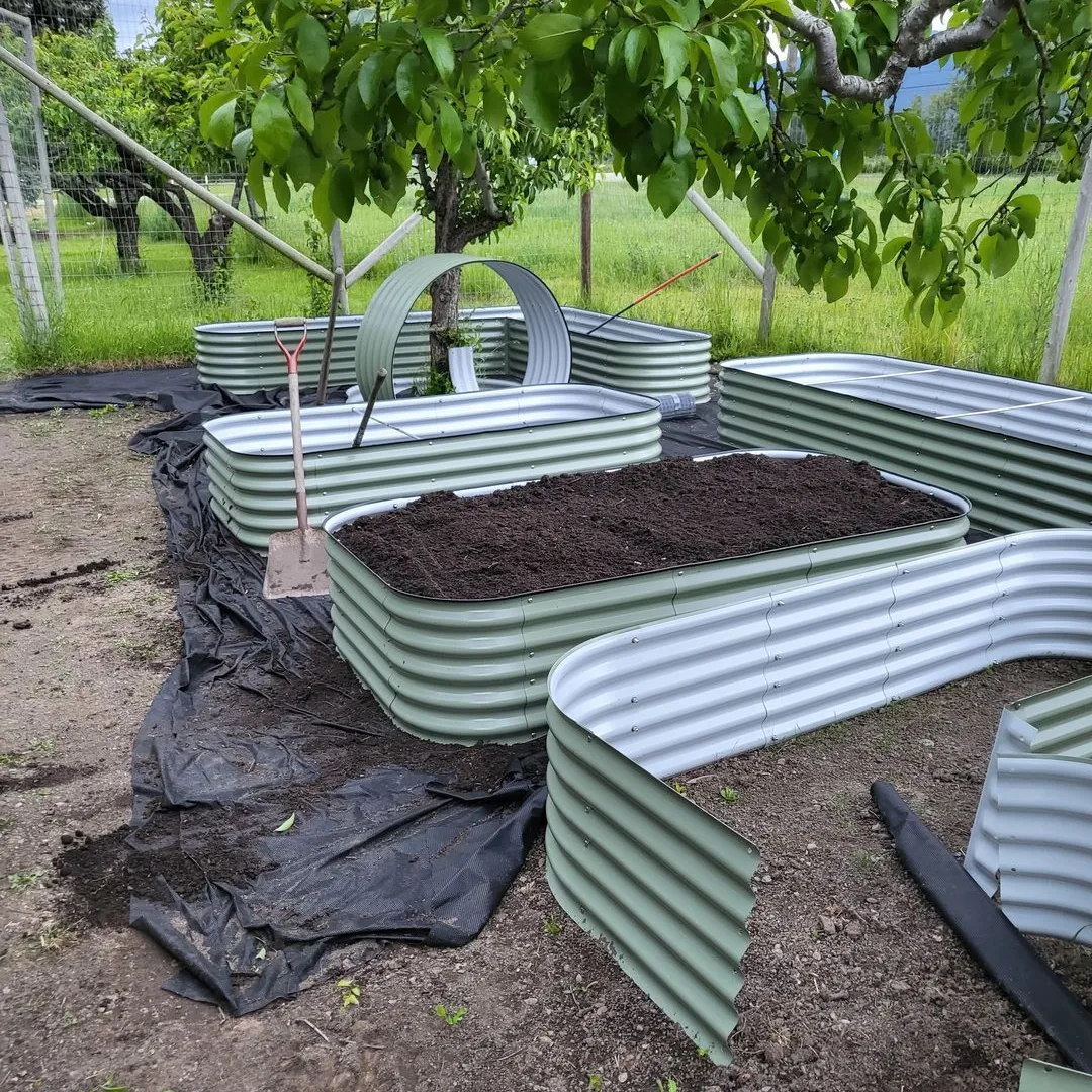 เตียงในสวนทำจากเหล็กกัลวาไนซ์เตียงปลูกต้นไม้กลางแจ้ง