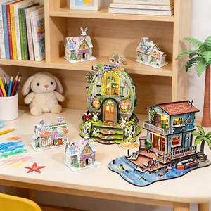 Rompecabezas 3D de Papel para Decoración Navideña, <span class=keywords><strong>Casa</strong></span> de Navidad para Colorear, Juguete Educativo con Luz, para Niños de 5 a 7 Años, Venta al Por Mayor - Product Image 1