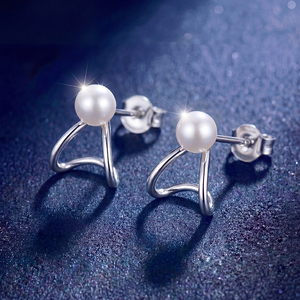 Élégantes boucles d'oreilles clous en argent S925 avec perles de coquillage, bijoux de luxe en zircon en forme d'éventail pour femme, cadeau de mariage ou d'anniversaire - Product Image 5