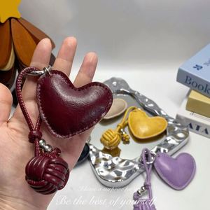 Wholesale Creative Leather Heart Cotton Filled Phone Lanyard Keychain Woven Ball Keychains Bag Pendant Charm <b>Backpack</b> Decoration - Product Image 3