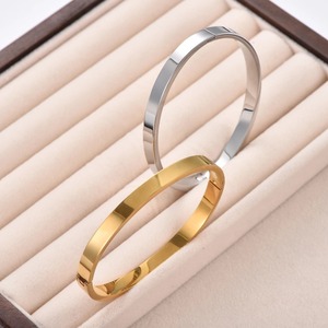Classic Couple <b>Bangles</b> Stainless Steel Simple Style Smooth Cuff Bracelet Minimalist Wrist Jewelry Gifts for <b>Men</b> Women - Product Image 3