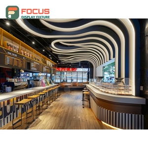 ตู้โชว์กาแฟแบบตั้งอิสระ แผงกระจก สำหรับจัดแสดงขนม ตู้โชว์คาเฟ่ไม้วอลนัทสีดำ - Product Image 3