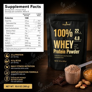 Poudre <span class=keywords><strong>de</strong></span> protéines <span class=keywords><strong>de</strong></span> lactosérum 100% saveur chocolat-<span class=keywords><strong>beurre</strong></span> <span class=keywords><strong>de</strong></span> <span class=keywords><strong>cacahuète</strong></span>, marque privée OEM, 300g, 22g <span class=keywords><strong>de</strong></span> protéines, 4,8g <span class=keywords><strong>de</strong></span> BCAA, digestion douce - Product Image 5