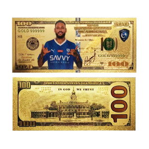 Billet de banque commémoratif plaqué or 24 carats de 100 dollars, collection souvenir pour fans de stars du football - Product Image 3