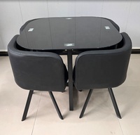 Ensemble de tables à manger 1 + 4 à faible encombrement Table à manger en verre à cadre métallique avec chaises de salle à manger en PU