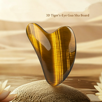 Planche de Gua Sha en œil de tigre naturel, forme cœur, pierre de massage en cristal, outil de soin du visage et spa, vente en gros