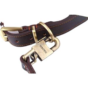 Conjunto de <span class=keywords><strong>collar</strong></span> para mascotas de tacto suave de cuero auténtico ajustable <span class=keywords><strong>Collar</strong></span> y correa para perro con hebilla - Product Image 4