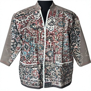 Veste longue à imprimé ethnique vintage |   Cardigan ouvert sur le devant à motif aztèque bohème |   Vêtements décontractés printemps/automne ODM en coton respirant - Product Image 3