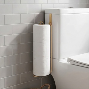 Perforated Wall-mounted Zinc Alloy Modern Bathroom Organizer <b>Tissue</b> Rack Cabinet Door Hanging Roll <b>Paper</b> Storage Cling Film Rack - Product Image 5