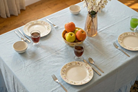 Nappe en lin moderne faite à la main avec ourlet à volants, douce, lavée, écologique, pour la décoration de la maison