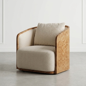 Fauteuil pivotant rembourré de luxe moderne de haute qualité, fauteuil d'appoint en bois massif pour salon, vente en gros - Product Image 1