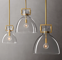 Luminaire suspendu LED vintage Edison en verre transparent et laiton industriel moderne pour café, restaurant, éclairage de comptoir