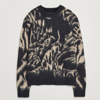 Pull en laine d'alpaga brossée tricoté sur mesure avec logo de luxe, pull en mohair jacquard pour homme