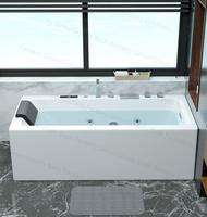 Baignoire autoportante moderne certifiée CE, en acrylique, de 60 pouces, pour 2 à 3 personnes, avec jets de micro-bulles et massage par remous