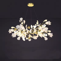 Lustre de luxe en forme de feuille de Ginkgo, design en branches pour salon de villa, lampe suspendue pour salle à manger, luminaires suspendus personnalisés pour grande escalier