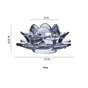Tealight Crystal Glass <strong>Candle</strong> <strong>Holder</strong> <strong>Lotus</strong> Type Glass <strong>Candle</strong> <strong>Holder</strong> with Various Colors - Product Image 3