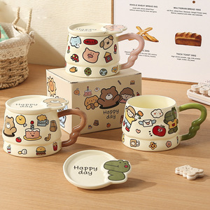 <span class=keywords><strong>Mug</strong></span> <span class=keywords><strong>personnalisé</strong></span> en gros avec graffiti de dessins animés, <span class=keywords><strong>mug</strong></span> animal de grande valeur avec couvercle, cadeau d'anniversaire pour filles, tasse à eau pour couples, pour petites amies - Product Image 1