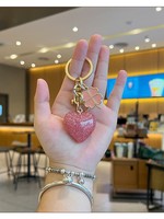 Gantungan Kunci Carabiner Bentuk Bunga Semanggi Berdaun Empat Kristal Berkilau Lucu untuk Hati, Bahan Zinc Alloy, Tren Fashion Wanita & Remaja Putri, Cocok untuk Promosi