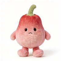 En gros Peluche Pomme en Cire Mignonne Assise avec Clochette, Fruité en Peluche à Gros Ventre, Poupée Pomme Rose