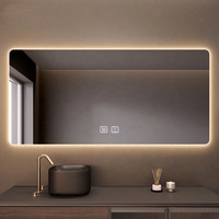 Miroir à écran tactile intelligent pour salle de bain Miroir rétro-éclairé argenté Miroir de bain éclairé par LED