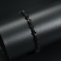 Pulsera de tenis con circonitas negras y diseño de flor de ciruelo, con cierre de resorte, de latón chapado en negro, joyería hip hop para mujer y hombre