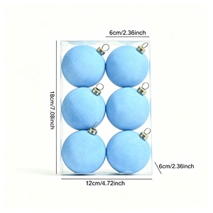 Hot Selling Flocked <b>Macaron</b> 6cm 6Pcs Solid Color Christmas Balls Xmas Tree Decor Ornament Set - Product Image 5