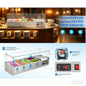 Refrigerador <span class=keywords><strong>de</strong></span> mostrador con vitrina para preparación <span class=keywords><strong>de</strong></span> ensaladas, ideal para cafeterías y <span class=keywords><strong>restaurantes</strong></span>, mantiene los ingredientes frescos y visibles - Product Image 6