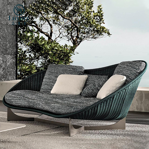 Juego de Sofás Seccionales de Lujo para Patio, Modernos, para Exteriores, para Villas, Hoteles y Patios, con Estructura de Acero Inoxidable, Resistentes al Agua, de Ratán, Cómodos - Product Image 2
