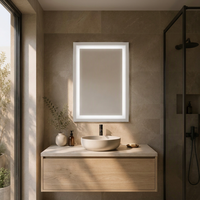 Miroir de salle de bain LED certifié UL, 28 x 20 pouces, rétroéclairé, avec commande tactile et lumière à intensité variable, pour hôtel et appartement