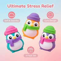 Jouet à presser pingouin avec écharpe et chapeau de Noël, jouet squishy à rebond lent, sensoriel solide anti-stress, nouveauté de bureau