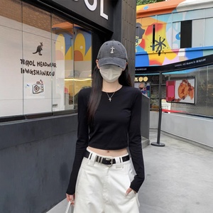Top Corto Ricamato da Donna a Maniche Lunghe Bianco con Spalle Scoperte, Vestibilità Slim, Stile Dolce e Piccante, per Primavera Autunno - Product Image 3