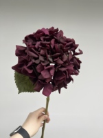 Hortensias artificiels de luxe à toucher réel, bouclés, bordeaux, à bord roulé, pour la décoration de mariages, événements et fêtes