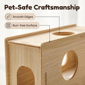 <span class=keywords><strong>Maison</strong></span> en bois pour hamster, tunnel, plateforme, décor, cachette, trou de ventilation, rampe en bois naturel pour hamsters nains, souris, gerbilles - Product Image 4