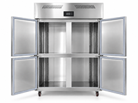Congélateur vertical commercial à refroidissement par air de 1000 L avec porte en acier inoxydable et double température, congélation rapide
