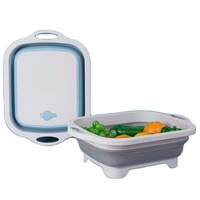 Planche à découper pliable moderne avec évier à légumes et boîte de rangement, en PP+TPR, capacité 1-3L