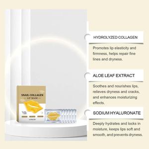 Masque pour les lèvres au collagène d'escargot doré 6 pièces OEM Étiquette privée Hydrater Réparer Gonfler Lisser - Product Image 5
