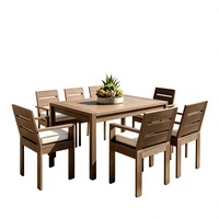 Table de repas d'extérieur design contemporain en chêne, imperméable et légère