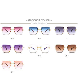 Carrées Sans Monture Lunettes De Soleil Femmes D'été Rouge Lunettes de Marque De Luxe De Mode Lunettes De Soleil Pour Hommes - Product Image 5