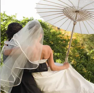 Produttori di ombrelli all'ingrosso ombrello di carta per olio da sposa bianco semplice ombrelloni da sposa alla moda ombrello di carta bianca