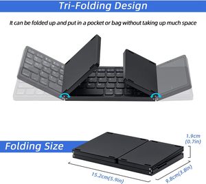 Plastic Portable Mini Three-Folding bluetooth Keyboard Wireless Touchpad English keyboard Laptop for IOS <b>Android</b> iPad - Product Image 3