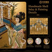Paravent HUAZE de style chinois traditionnel antique, paysage 100 % peint à la main avec sculpture de coquillages, séparateur décoratif à 6 panneaux