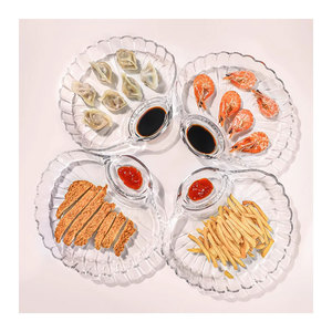 Plateau de service à dessert à biscuits Plateau à croustilles <span class=keywords><strong>en</strong></span> <span class=keywords><strong>verre</strong></span> <span class=keywords><strong>Compartiment</strong></span> Fromage Apéritif <span class=keywords><strong>Assiette</strong></span> - Product Image 4