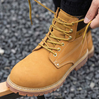 Bottes de sécurité de travail en cuir nubuck jaune M0081ST - Prix usine, résistantes à l'huile et aux acides, pour hommes
