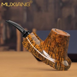 Muxiang Handmade Briarwood Tobacco Pipe Bent Type Solid Wood Burl Bark Men's Smoking Pipe Collection - Product Image 2